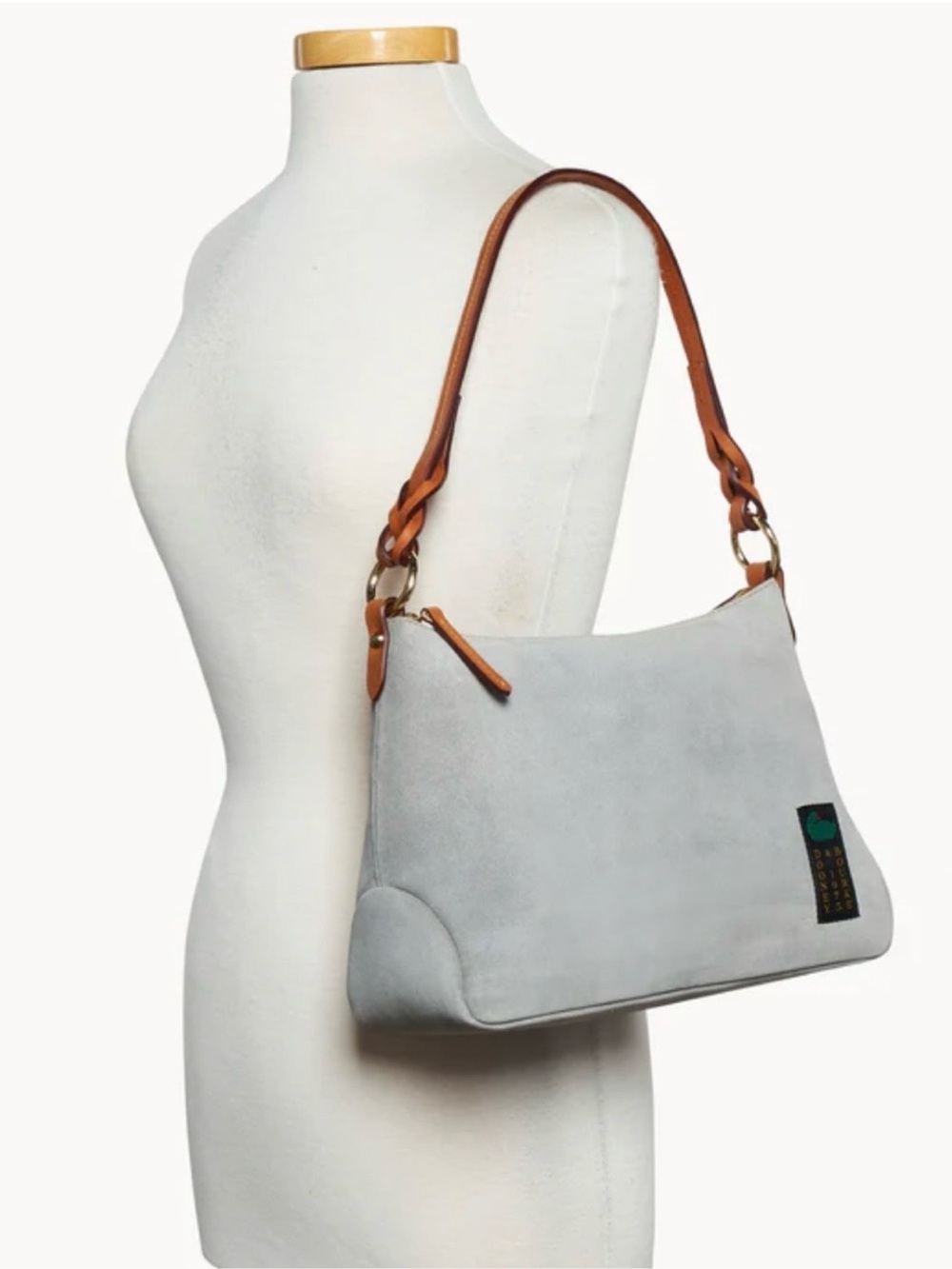 Dooney & Bourke Gray Suede
Chloe 30 Shoulder Bag with Brown Leather Strap NWT - Picture 2 of 12
